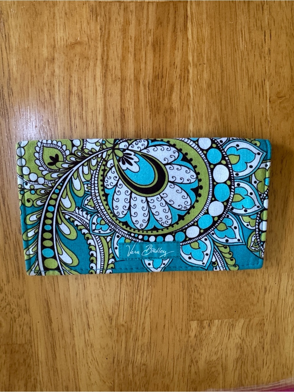 Vera Bradley Peacock paisley pattern in teal lime green white black Retired